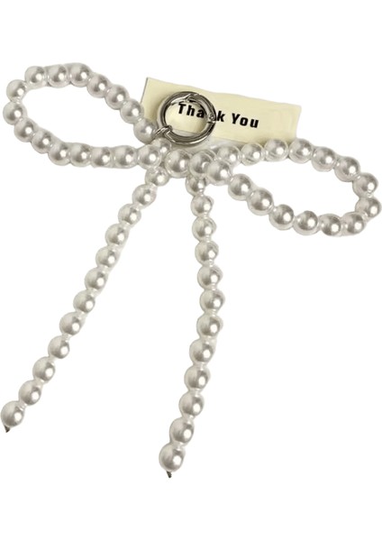 Zakol Y2K Kore Sevimli Boncuklu Inci Ilmek Anahtarlık Kadınlar Için Kızlar Metal Yay Kolye Çanta Dekorasyon Aksesuarları Renk:beyaz Inci (Yurt Dışından)