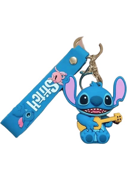 Disney Karikatür Sevimli Lilo Stitch Silikon Kolye Anahtarlık Kadınlar Erkekler Hayranları Için Kawaii Scrump Melek Anahtarlık Sırt Çantası Araba Anahtarları Için Renk: QKC0178 (Yurt Dışından)