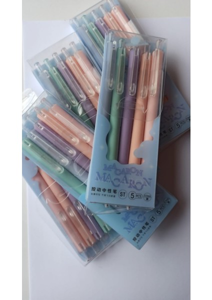 Seri Itmeli Kalem Makaron Macaron Seri Itmeli Kalem 0.5 mm 5 Adet KL-5354 Gri-Yeşil-Mor-Pembe Koyu-Pembe Açık Renkli Mürekkep Çin Tarzı Okul Kalemler Kırtasiye Malzemeleri Öğrenci Ofis Için