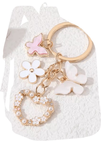 Kalp Çiçekler Pretty Kelebek Emaye Anahtarlık Bitki Uçan Böcek Anahtarlık Kadınlar Için Kız Dostluk Hediye El Yapımı Takı Seti (Yurt Dışından)