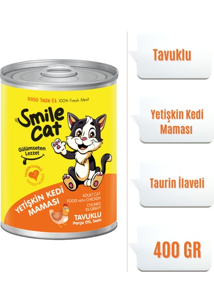 Cat Yetişkin Kedi Konserve Maması Tavuklu 400 Gr.