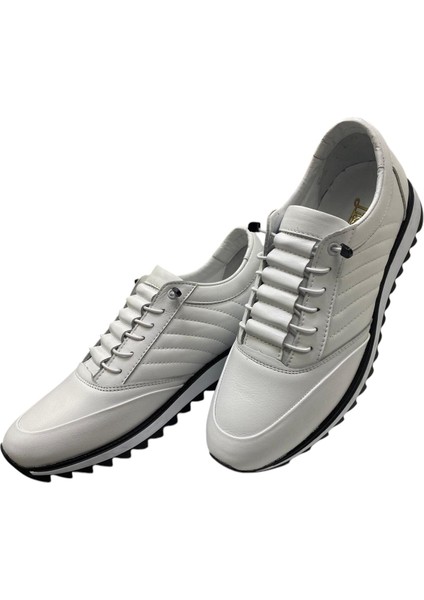 Erkek Lastik Bağcıklı-Iç ve Dış Yüzey Deri Poli TABAN-2103-BEYAZ
