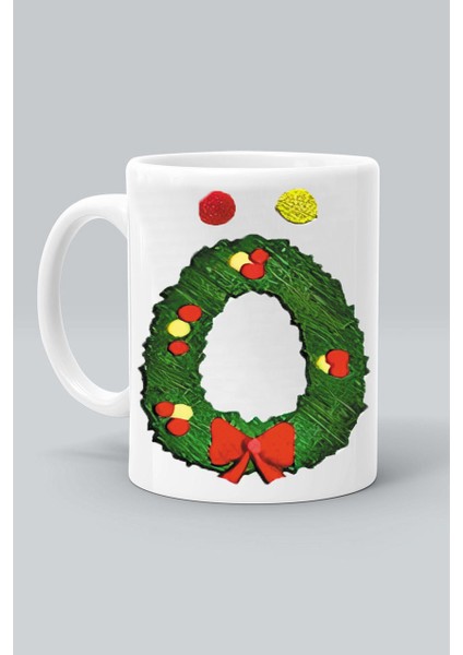 Ö Harf Noel Yılbaşı Yeni Yıl Tasarım Baskılı Beyaz Klasik Kupa Bardak