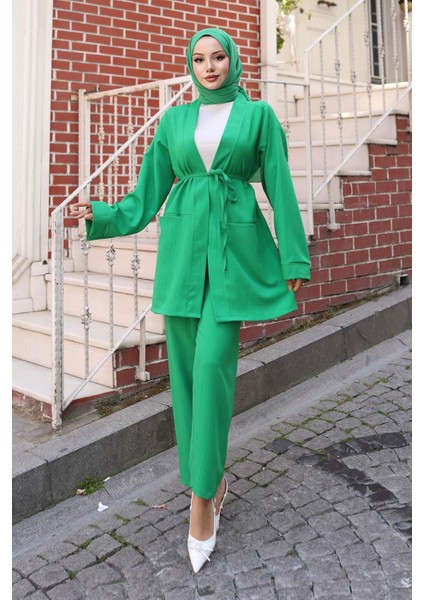 Cep Detaylı Kimono Takım Zümrüt fırsatları