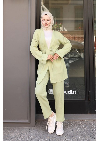 Cep Detaylı Kimono Takım Mint Yeşili modelleri