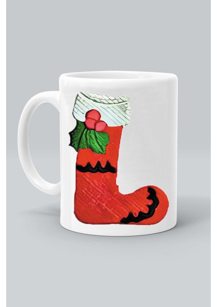 L Harf Noel Yılbaşı Yeni Yıl Tasarım Baskılı Beyaz Klasik Kupa Bardak