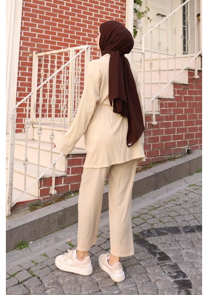 Cep Detaylı Kimono Takım Bej fırsatları