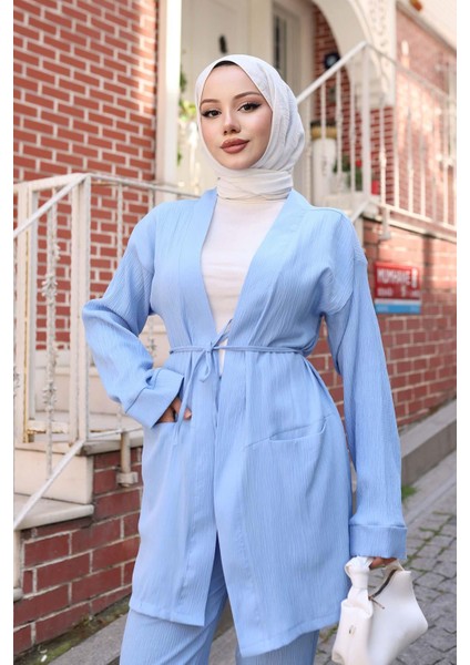 Cep Detaylı Kimono Takım Bebe Mavisi fırsatları
