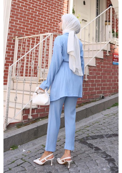 Cep Detaylı Kimono Takım Bebe Mavisi indirimleri