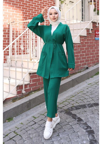 Cep Detaylı Kimono Takım Yeşil fırsatları