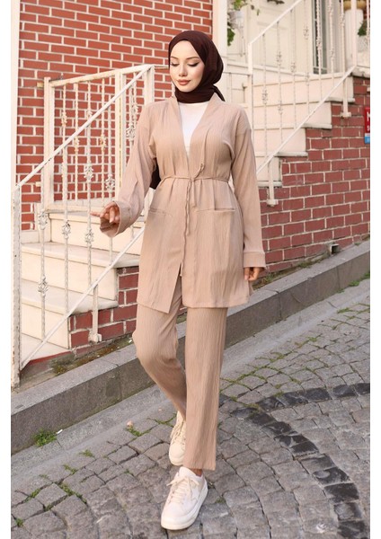 Cep Detaylı Kimono Takım Vizon fırsatları