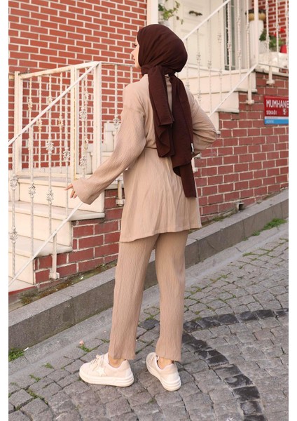 Cep Detaylı Kimono Takım Vizon indirimleri