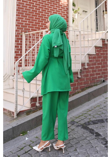 Cep Detaylı Kimono Takım Zümrüt indirimleri