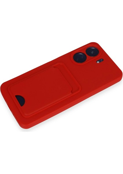 Xiaomi Redmi 13C Kılıf Kelvin Kartvizitli Silikon - Kırmızı Glstd