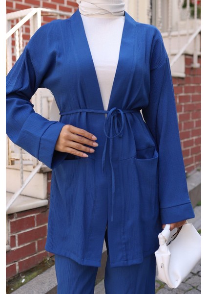 Cep Detaylı Kimono Takım Indigo fiyatları