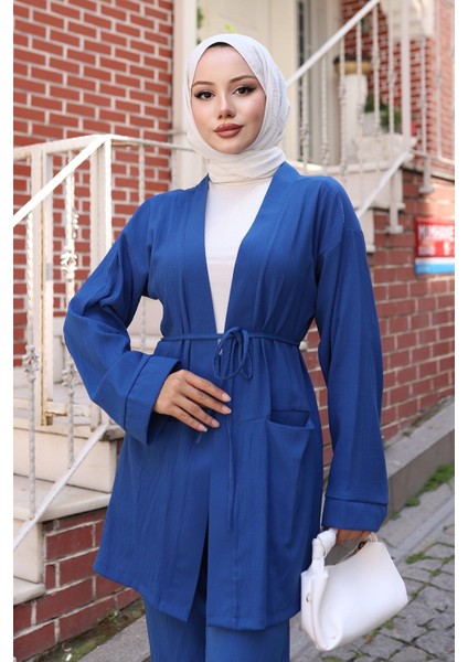 Cep Detaylı Kimono Takım Indigo fırsatları