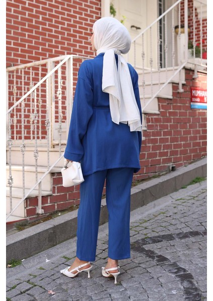 Cep Detaylı Kimono Takım Indigo indirimleri