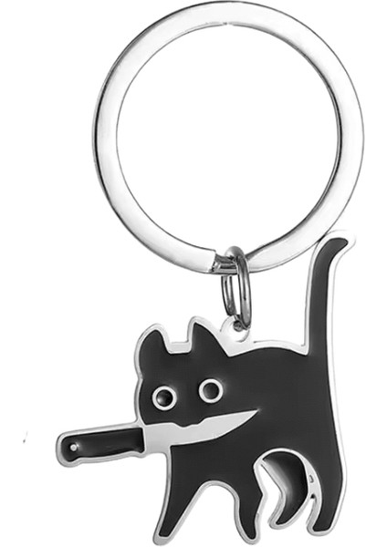 Sevimli Karikatür Kedi Anahtarlık Paslanmaz Çelik Siyah Yavru Kedi Anahtar Zincirleri Anahtarlık Çanta Kolye Asılı Takı Hediye (Yurt Dışından)