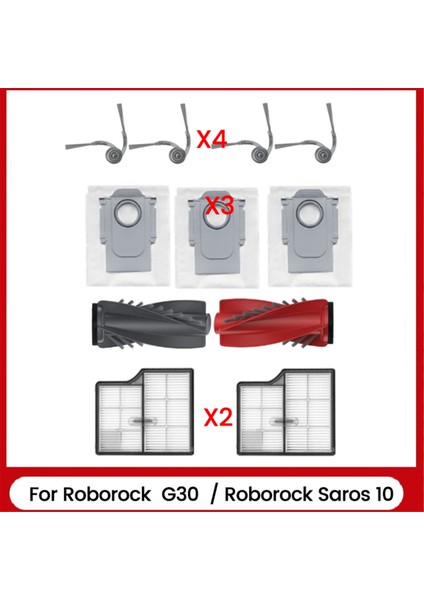 Roborock Saros 10 / Roborock G30 Elektrikli Süpürge Parçaları Ana Yan Fırça Filtre Toz Torbaları Yedek Parçaları (Yurt Dışından)
