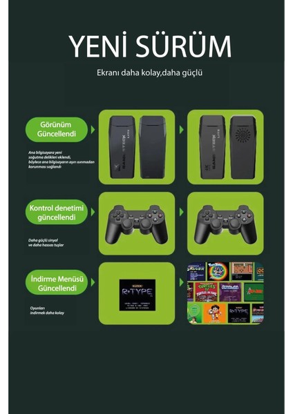 M8 64GB Dual Pad 4K Game Stick - Siyah Glstd