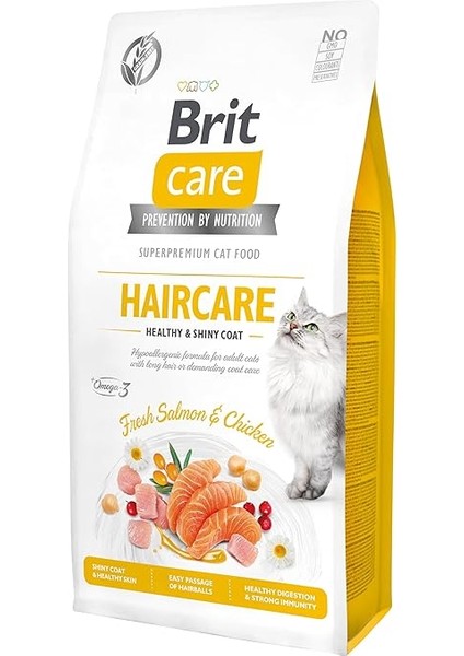 Brit Care Sağlıklı Cilt ve Parlak Tüy Bakımı, Yetişkin Kediler İçin Tahılsız, Hipoalerjenik, Taze Somonlu ve Tavuk Etli Kuru Mama 7 kg