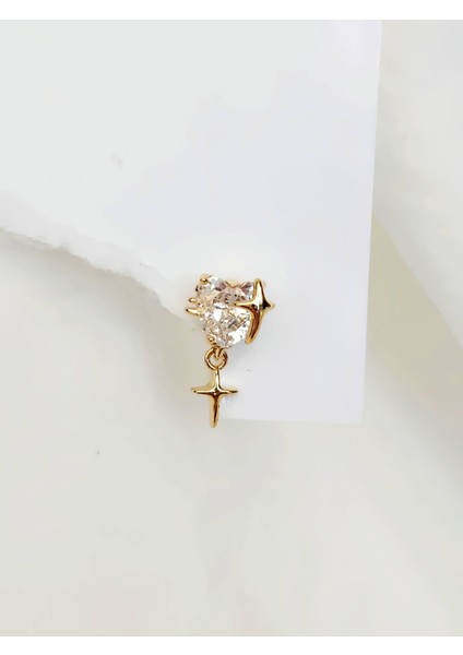 Bombeli Kalp Yıldız Model Kıkırdak Piercing Tragus Helix Altın Gold Renk Küpe fiyatları