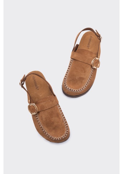 Galli Haki Süet Bantlı Burnu Kapalı Kadın Sandalet modelleri