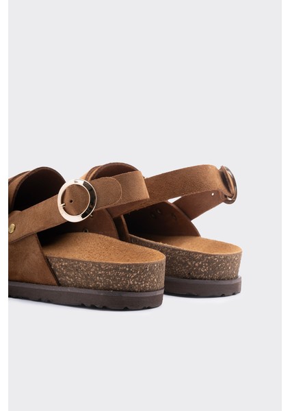 Galli Haki Süet Bantlı Burnu Kapalı Kadın Sandalet fırsatları