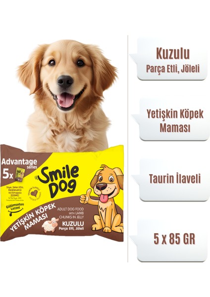 Dog Yetişkin Köpek Maması Kuzulu Flowpack 5*85 Gr. (425GR.)