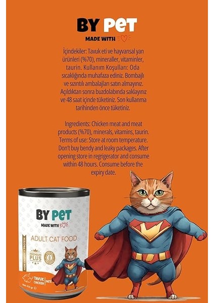 Yetişkin Kediler Için Tavuk Etli Konserve Yaş Mama 415 gr x 12 Adet fırsatları