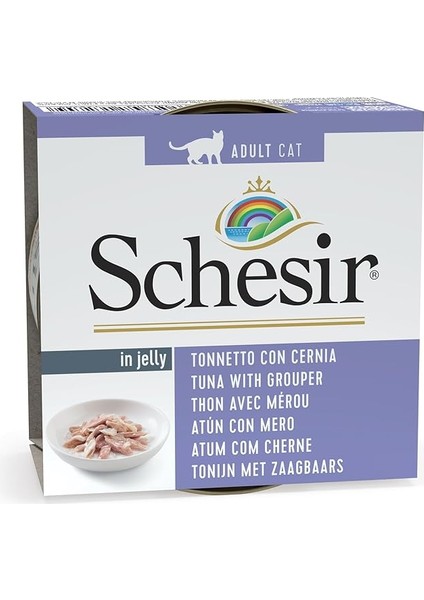 Schesir Jelly Ton Balığı ve Orfoz Balığı Jöle Içinde Yetişkin Kedi Konservesi 85G