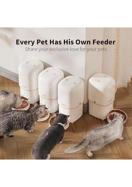 PF02 Akıllı Kedi Köpek Otomatik Mama Kabı, Tuya App-Wifi Uzaktan Kontrol, 4lt Hazne, Metal Kase (Beyaz) modelleri
