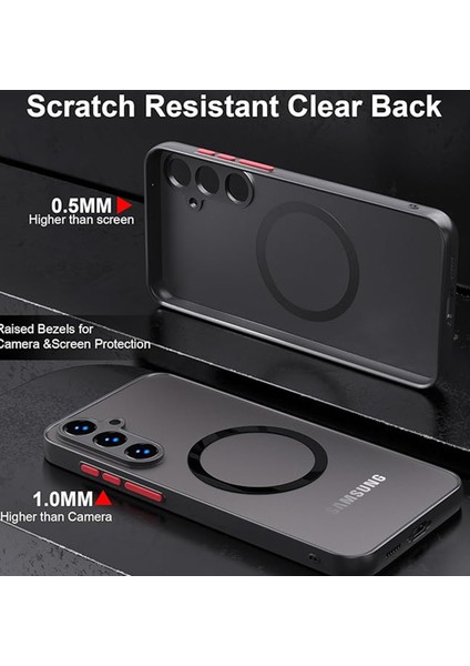 Samsung Galaxy S24 Fe Kılıf Magsafe Şarj Özellikli 3D Kamera Korumalı Kenarları Renkli Arkası Mat Şeffaf Silikon