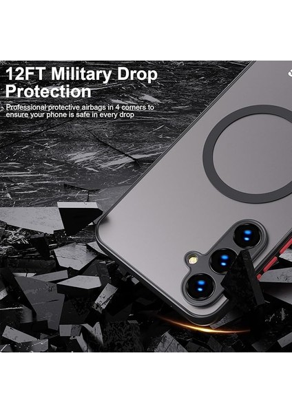 Samsung Galaxy S24 Fe Kılıf Magsafe Şarj Özellikli 3D Kamera Korumalı Kenarları Renkli Arkası Mat Şeffaf Silikon