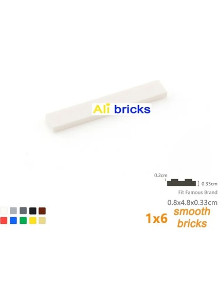 50PCS Dökme Yapı Taşları Pürüzsüz 1x6 Şekil Tuğlalar 11 Renk Eğitim Yaratıcı Oyuncaklar Çocuklar Için Boyut 6636 Renk: 50 Pcs Beyaz (Yurt Dışından)