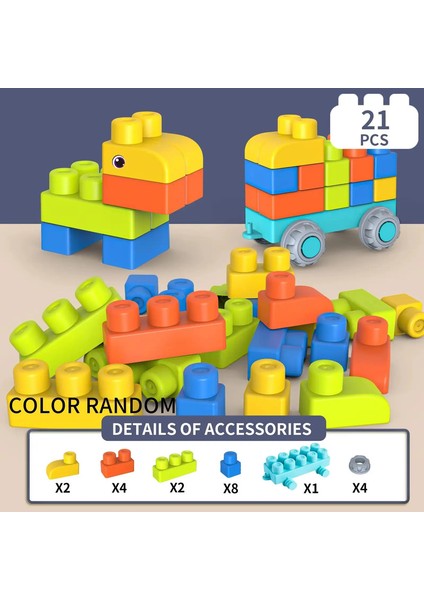 Yeni Yükseltilmiş Erken Eğitim Bulmaca Montaj Oyuncak, Çiğnenebilir ve Haşlanmış Büyük Yumuşak Kauçuk Yapı Taşı, Dıy Büyük Boy Oyuncak, Thancolor: Mavi Araba 21PCS (Yurt Dışından)