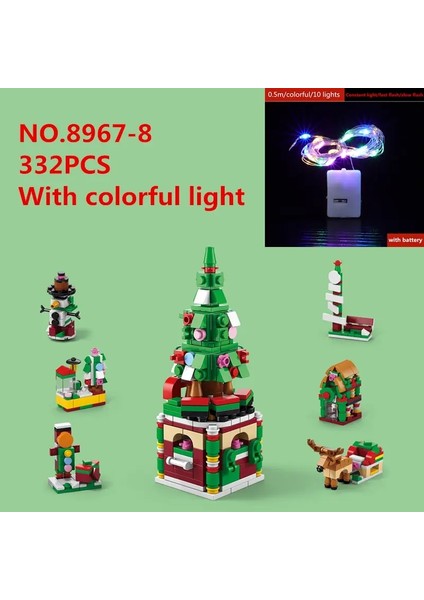 6'da 1 Yükseltilmiş Noel Serisi Yapı Taşları Işık Yaratıcı Kış Village House Dıy Tuğla Oyuncakları Çocuklar Için Xmas Hediye Kol: 8967-8 (A Işık) (Yurt Dışından)