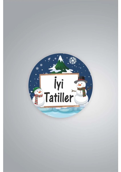 Iyi Tatiller Baskılı Etiket / Kış Temalı Okul Etiketi (4,5 cm 35 Adet)