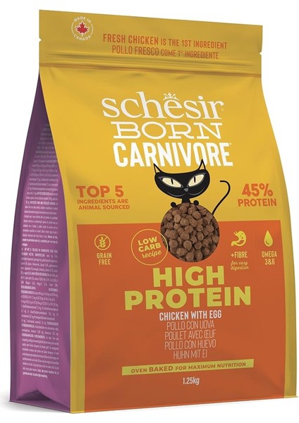Schesir Born Carnivore Tavuk ve Yumurtalı Yetişkin Kedi Maması 255G fiyatları