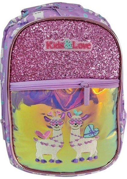 kids Love Lama Okul Sırt Çantası Aynalı Taşlı L5093