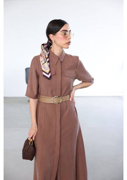 Kısa Kollu Tensel Gömlek Elbise modelleri