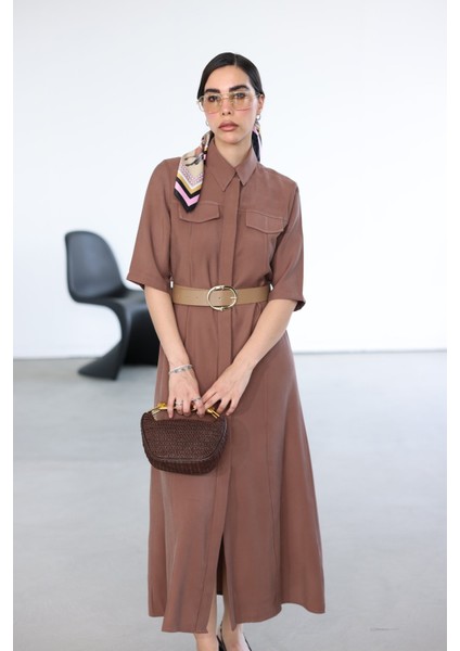 Kısa Kollu Tensel Gömlek Elbise indirimleri