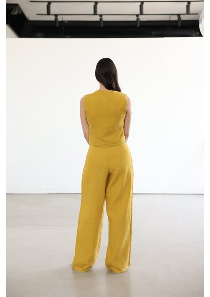 Beli Lastikli Rahat Keten Pantolon