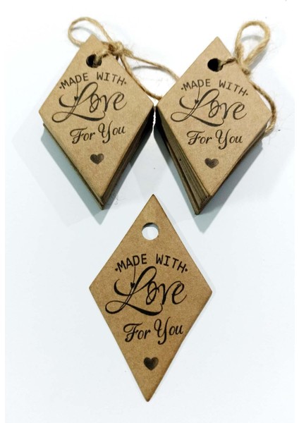 Kraft "made With Love For You" Baskılı Kart (50 Adet) 4- 6,5 cm fırsatları
