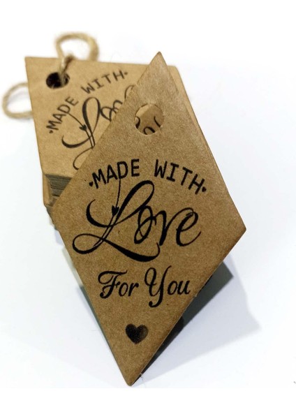 Kraft "made With Love For You" Baskılı Kart (50 Adet) 4- 6,5 cm indirimleri