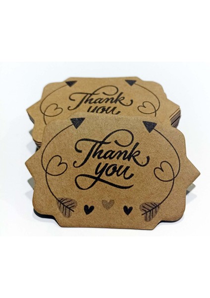 Kraft Teşekkür Kartı Thank You Cart 4,5 * 7 cm 50 Adet