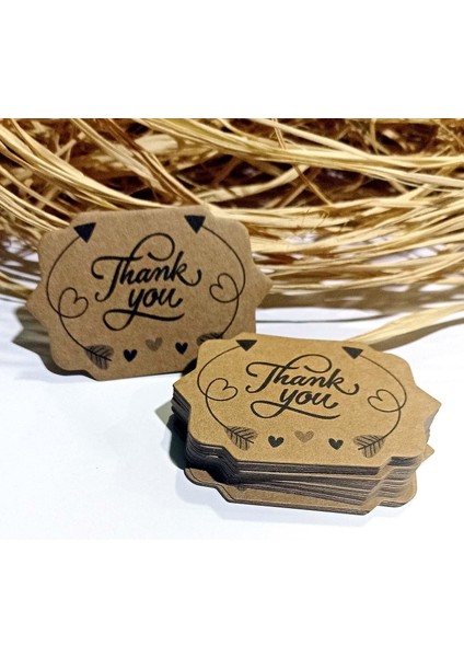 Kraft Teşekkür Kartı Thank You Cart 4,5 * 7 cm 50 Adet fırsatları