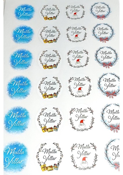Yeni Yıl Temalı Etiket Seti - Mutlu Yıllar - Yapışkanlı Yılbaşı Etiketi (4 Cm) 48 Adet indirimleri