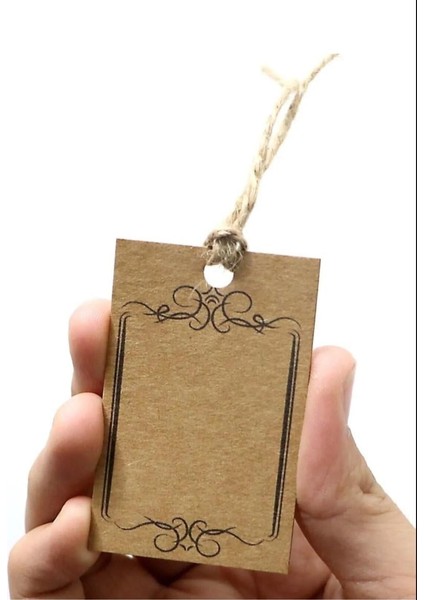 Kraft Hasır Ipli Baskılı 30 Adet Etiket (4.5 x 7 Cm)