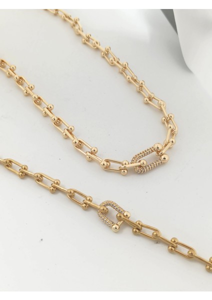 Premium 2'li Taşlı Tiffany Kolye Bileklik Set